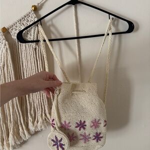 Xhilaration Cream Backpack with Pink Floral Design